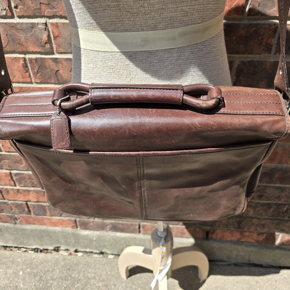 Coach Logan Rich Choco Brown Leather Large Briefcase Portfolio Laptop Bag 5238 - Picture 5 of 16